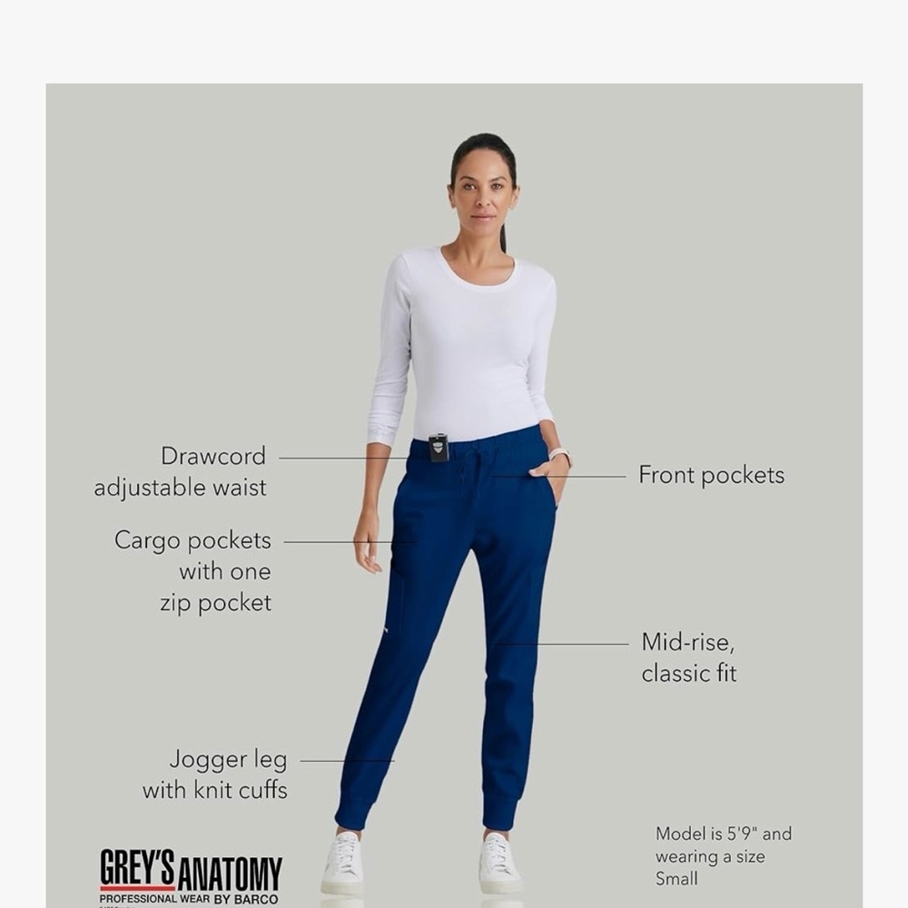 Grey's Anatomy Women's Navy Jogger Scrub Pants